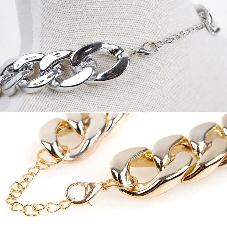 Gold colour chain-style adjustable dog collar with buckle closure for small to medium pets