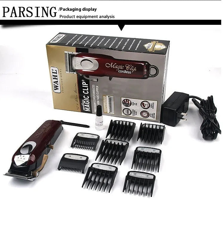 USB rechargeable hair clippers with stainless steel cutter head for adults and children.
