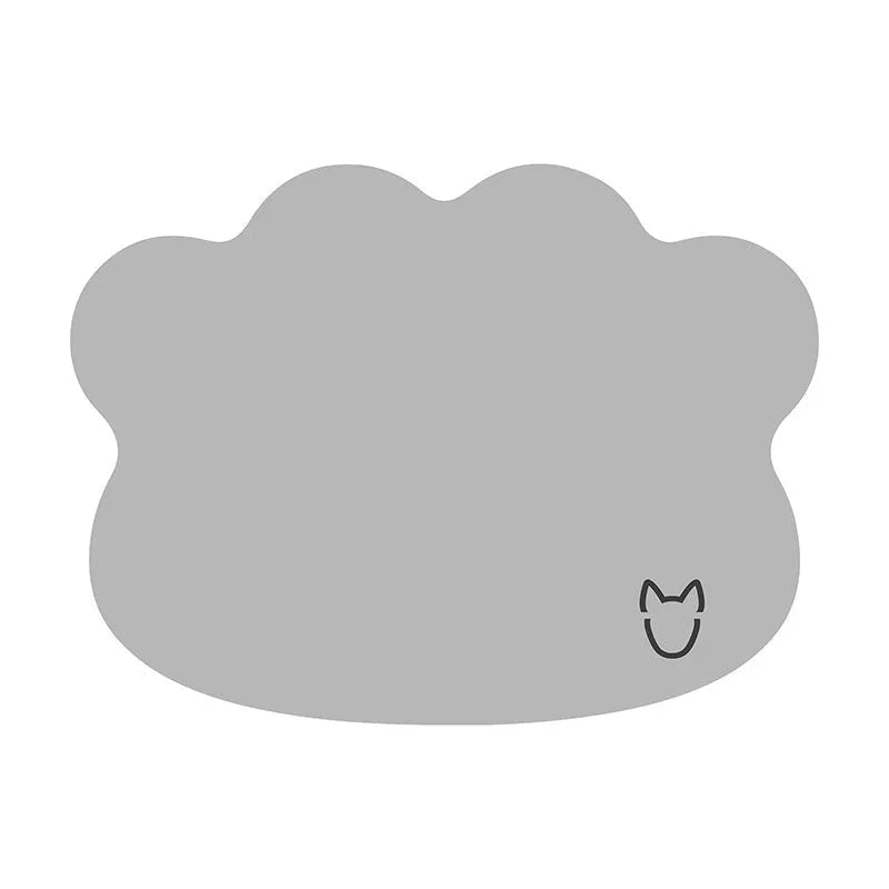 Ice silk pet cooling mat with dog head shaped design in light grey colour