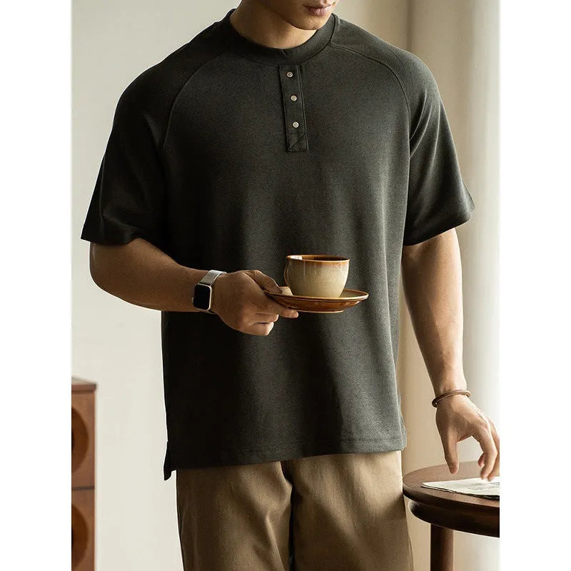Women's casual pullover top with raglan sleeves in terry texture fabric, shown in smoky gray colour