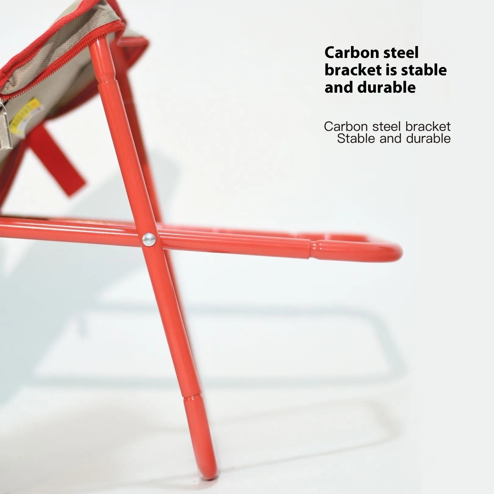 Oxford cloth foldable camp chair stool in khaki colour showing pencil box stool design