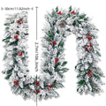 White flocked Christmas rattan vine garland on a wooden mantelpiece