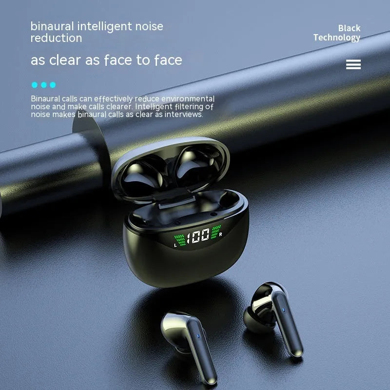 Black wireless Bluetooth earplug headset with PC+ABS body and Jerry chip