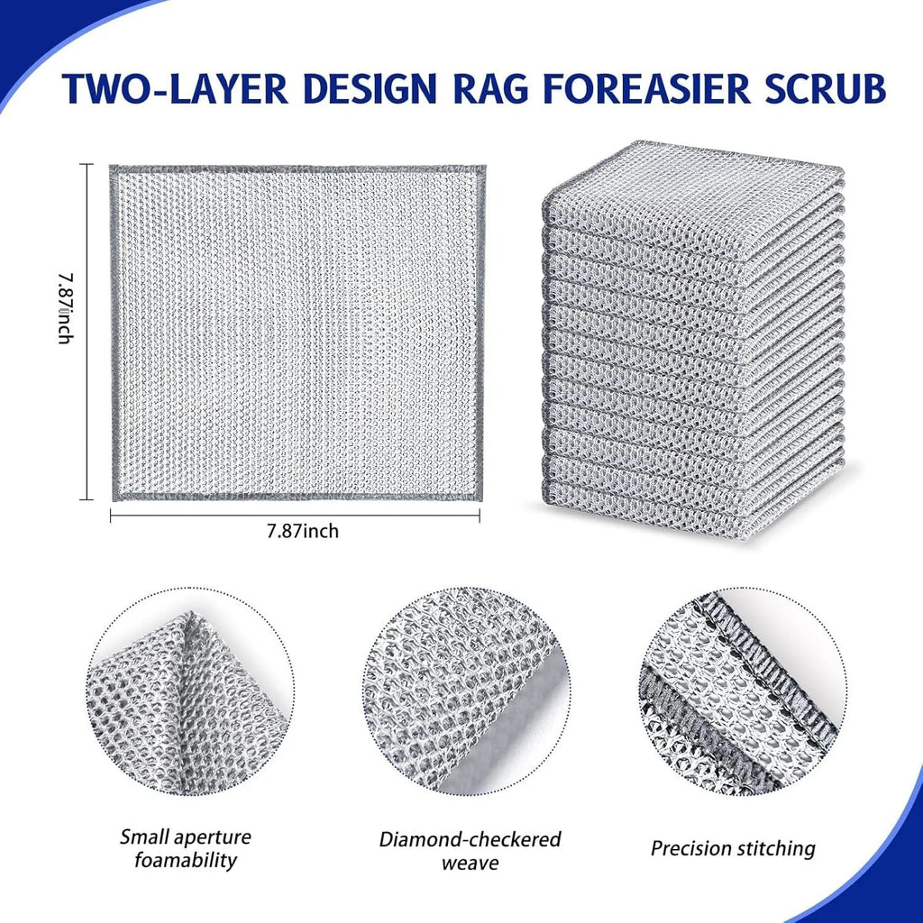 Silver silk rag double-sided microfiber cleaning cloth for kitchen pots and bowls