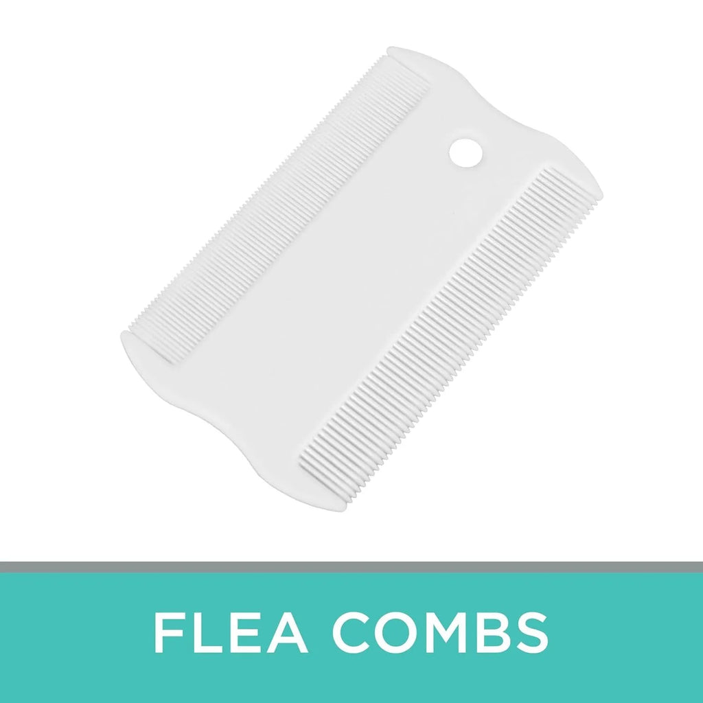 Double-sided plastic flea comb for pets with fine teeth for face grooming and tear stain removal