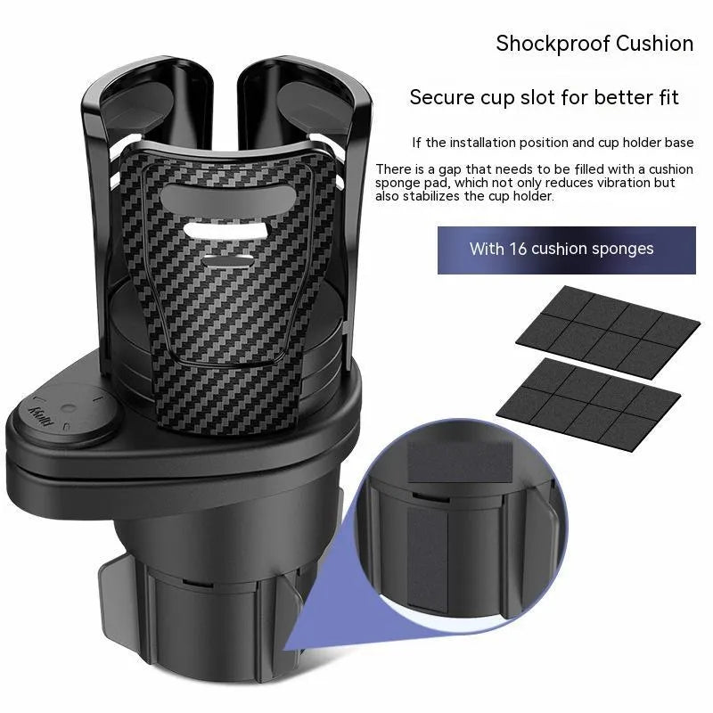 Upgraded universal car cup holder accessory in carbon fibre or matte black ABS plastic