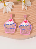 Colourful acrylic fruit earrings for women featuring cherry, strawberry, watermelon, and pineapple shapes, dangle style