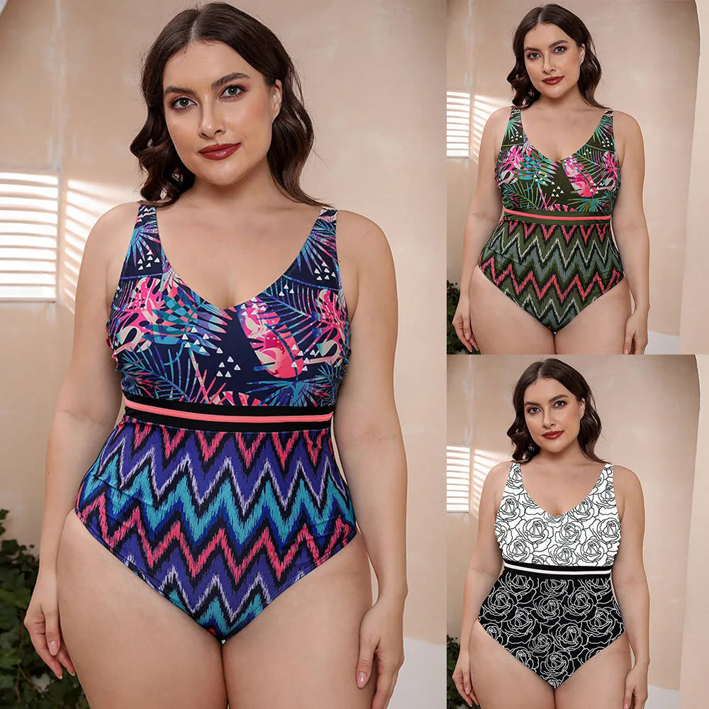 Women's blue striped one-piece vest swimsuit with spaghetti straps on a mannequin.
