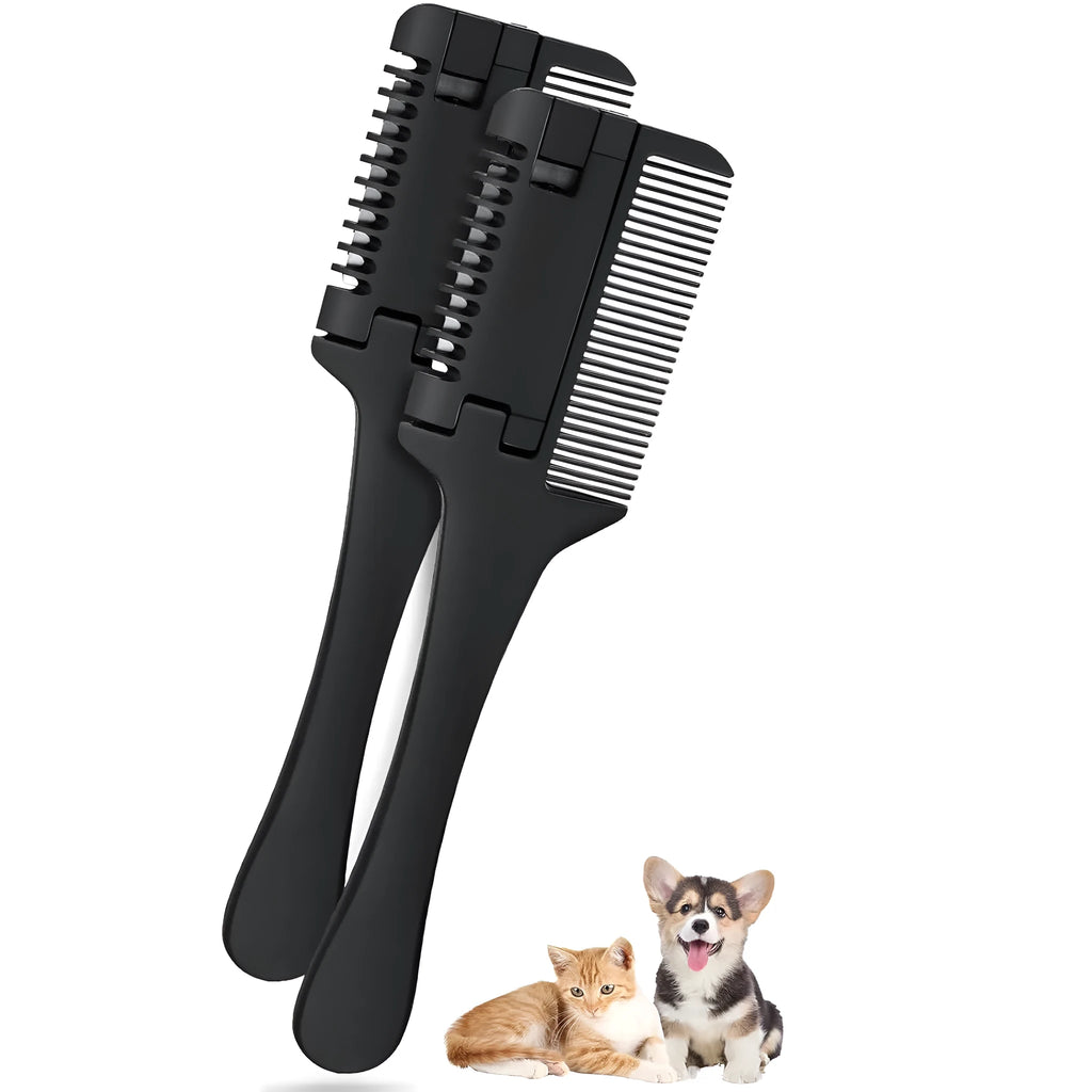 2-in-1 pet razor comb for dog and cat grooming with spare blades