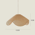 Handmade bamboo rattan chandelier with LED light source, natural straw rattan and willow shade, warm light, 60cm diameter