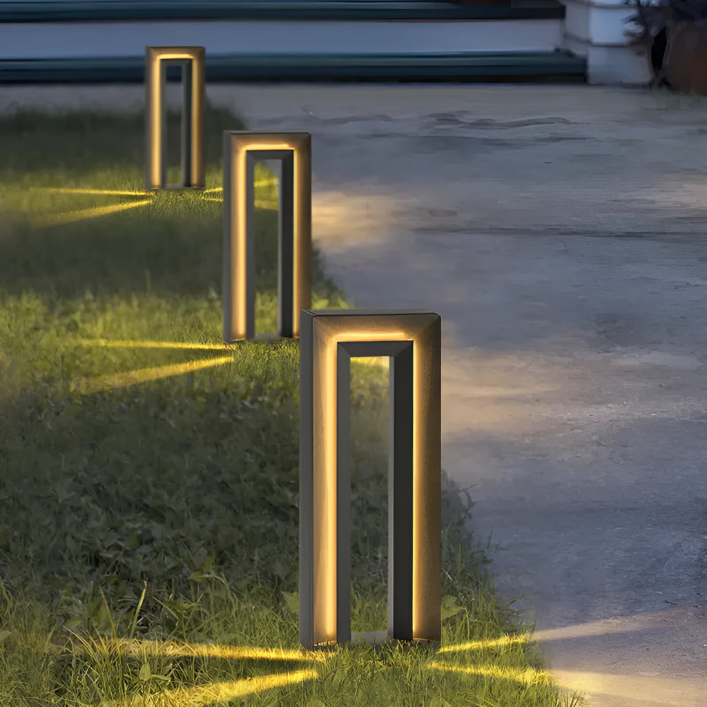 Solar square courtyard waterproof outdoor garden landscape lamp with stainless steel and acrylic in geometric shape