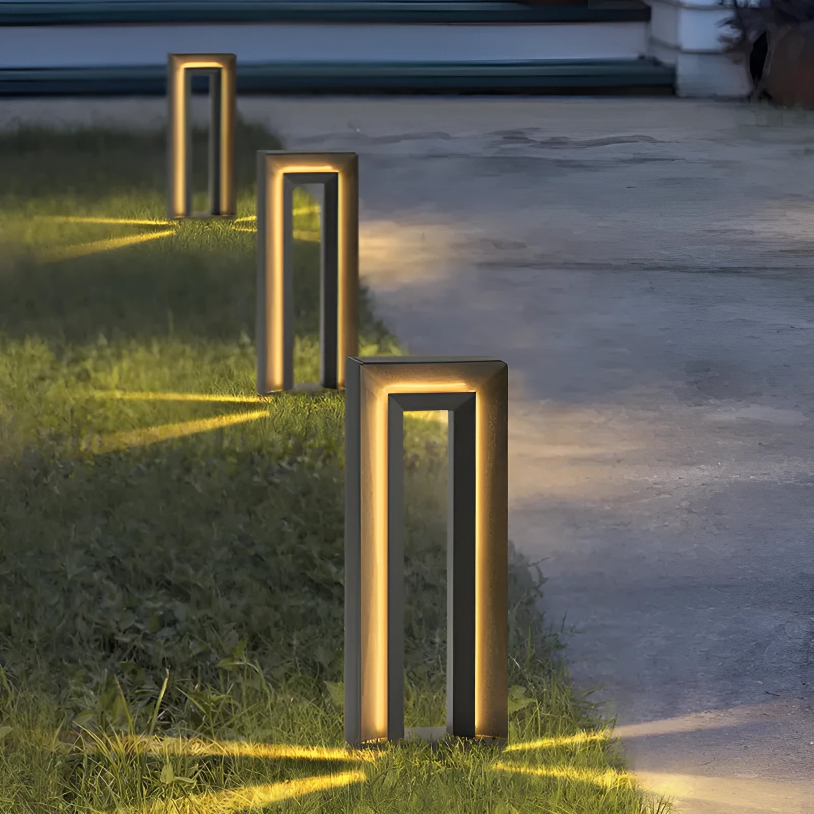 Solar square courtyard waterproof outdoor garden landscape lamp with stainless steel and acrylic in geometric shape