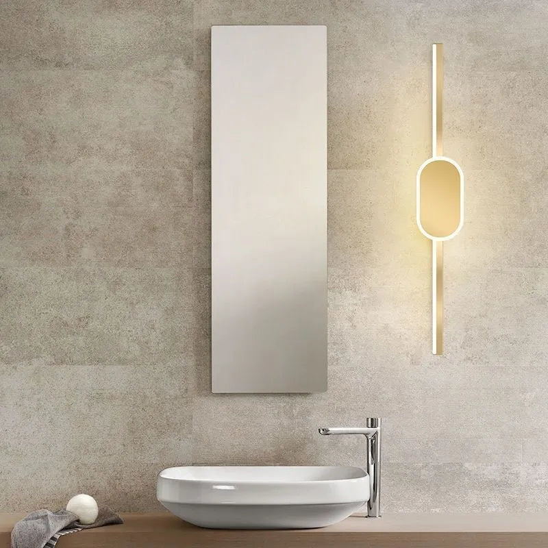 Gold finish mirror front bathroom cabinet LED makeup wall lamp, 60cm three-colour adjustable