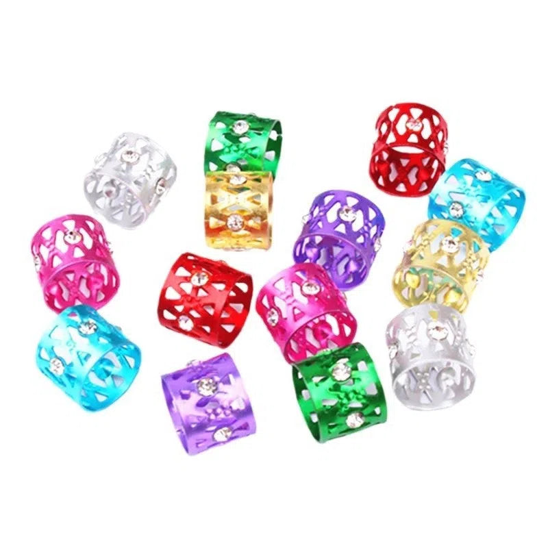 Hollow jeweled aluminum hair ring in seven colours for unisex wig decoration