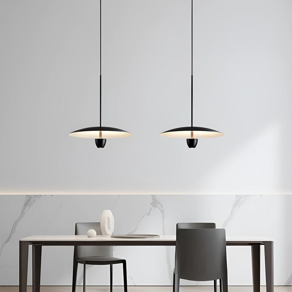 Black modern minimalist Nordic chandelier ceiling light fixture with 400mm diameter.