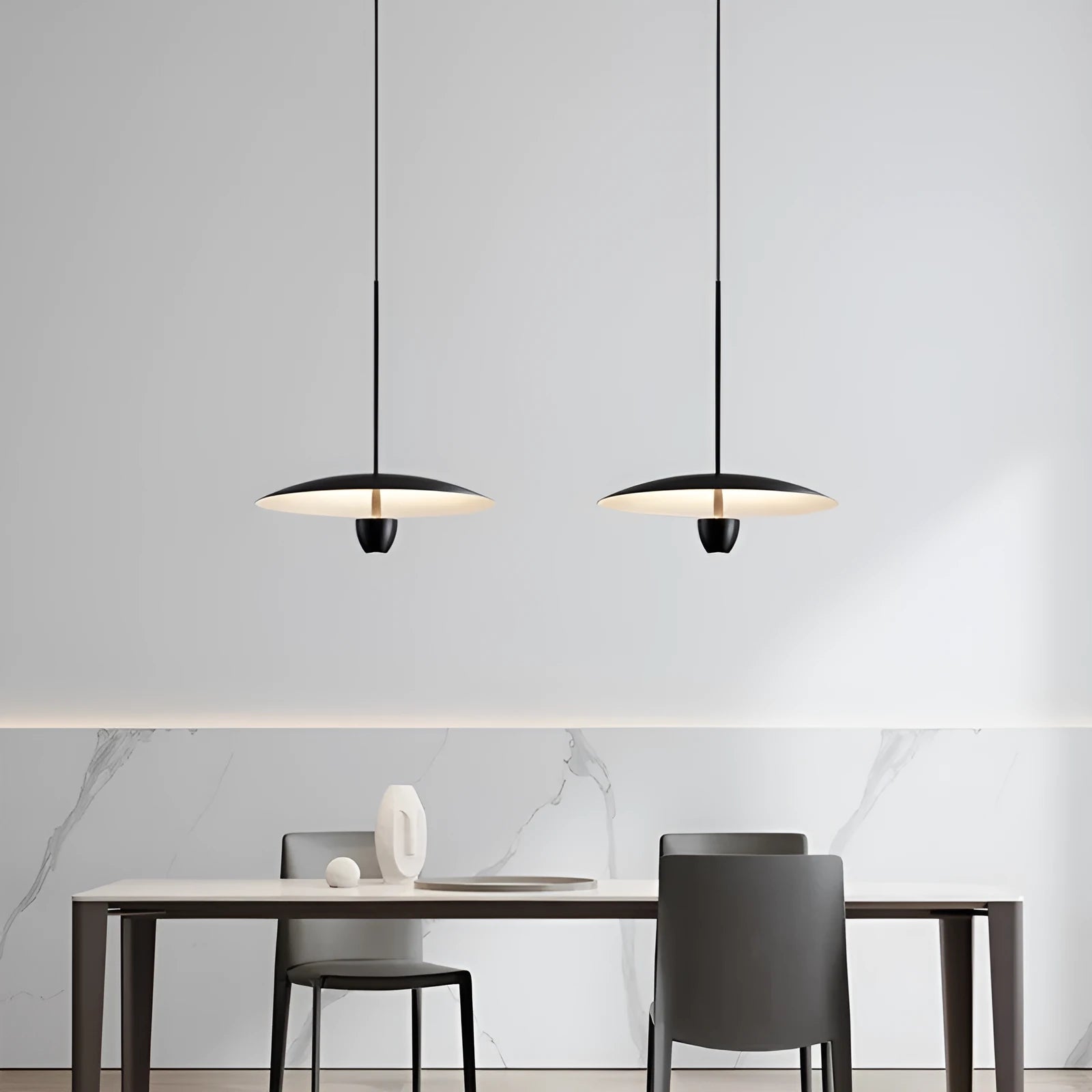 Black modern minimalist Nordic chandelier ceiling light fixture with 400mm diameter.