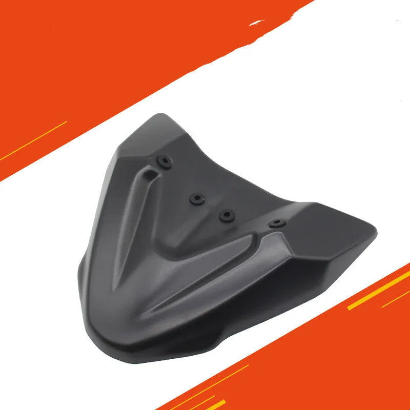 Black ABS fixed wind front wing accessory for KTM 390 and 790 Adventure motorcycles.
