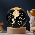 Starry sky luminous crystal ball on round wooden base USB powered desktop decoration simple modern style