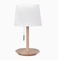 Walnut solid wood bedside lamp with cloth lampshade on wooden table