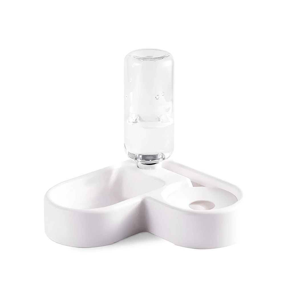 White cat water fountain with food-grade materials and compact design on a kitchen counter.