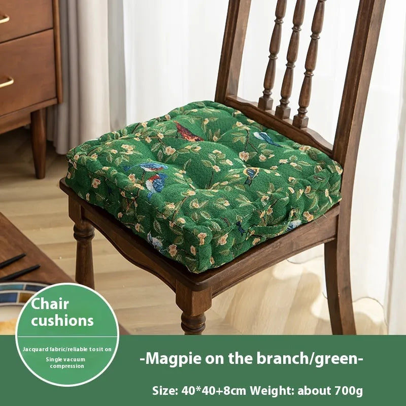 American dining chair back cushion with plant pattern, 40x40x8cm with waist support