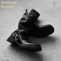Men's black retro Martin boots with side zipper closure and round toe