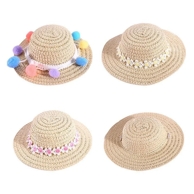 Handmade adjustable bowknot pet hat for dogs and cats in paper material with cartoon design