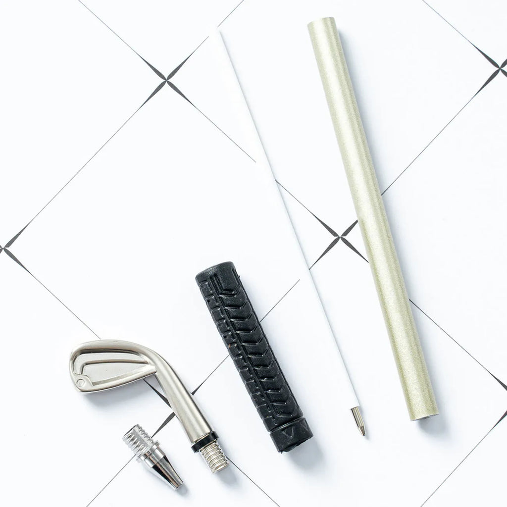 Metal suit ballpoint pen with golf design, bullet tip 0.7 mm, dimensions 18.5 x 9.4 x 2.2 cm