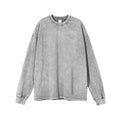 Men's washed vintage cotton pullover in batik pattern with long sleeves and loose fit