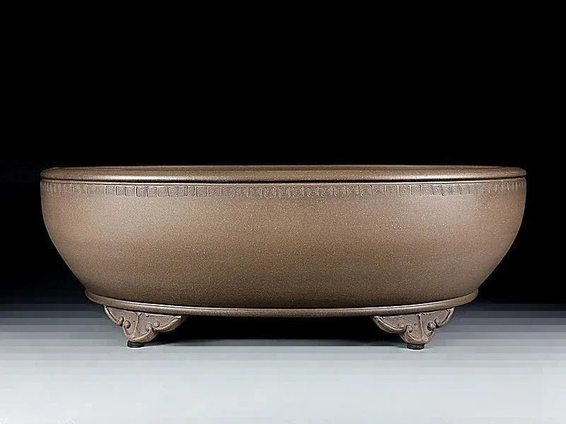 Handmade oval purple sand flowerpot 50x39.5x16cm black mud green plant finish classical style