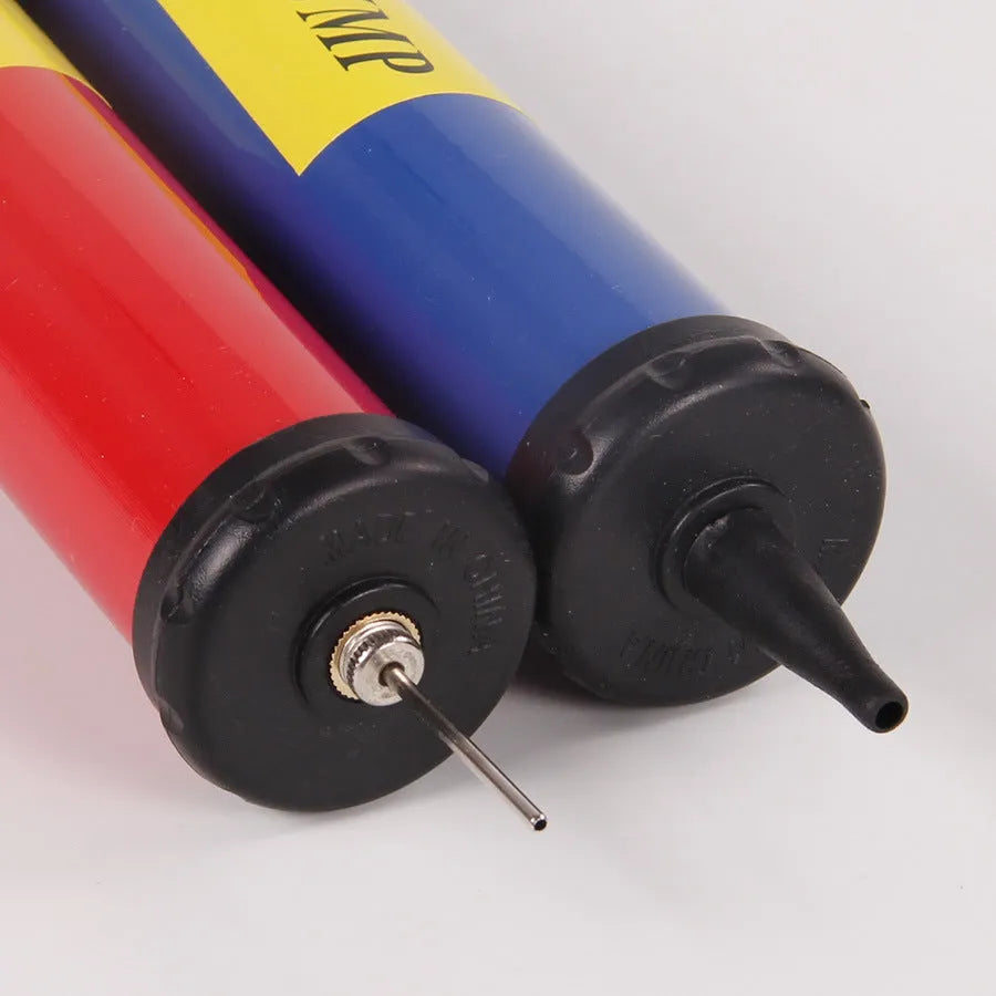 Manual plastic ball pump measuring 20-32cm length for sports equipment and balloon inflation
