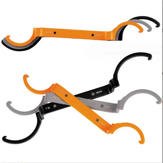Three magnetic suction wrenches in orange, grey, and black colours showing crescent, catheter locking, and three-in-one tools