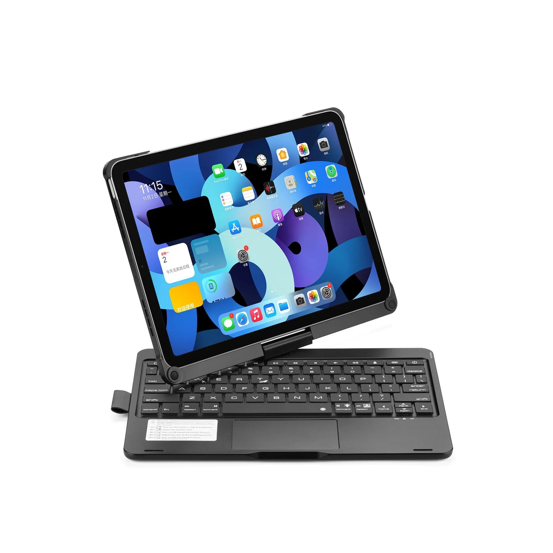 Rotating Bluetooth keyboard with backlight for iPad Pro 11 and iPad Air tablets