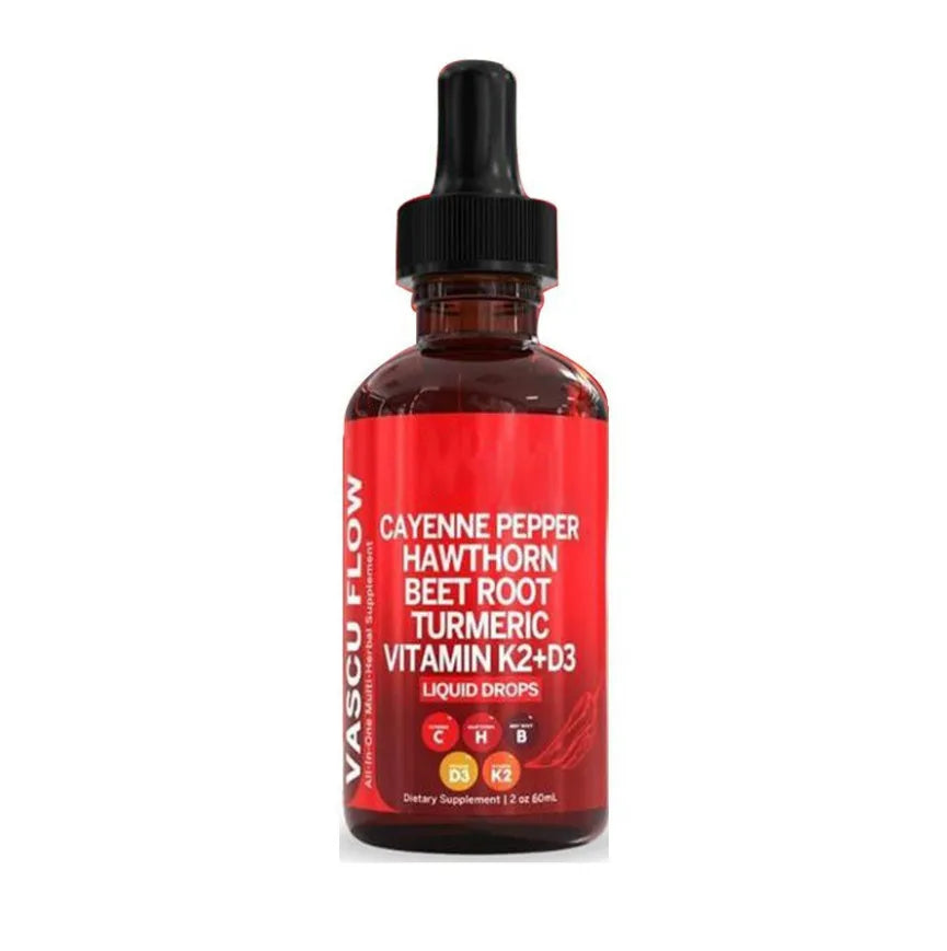 60ml bottle of vitamin D3 K2 hawthorn fruit supplement liquid drops with integrated dropper
