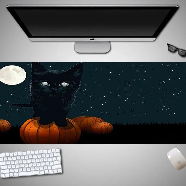 Oversized Halloween mouse pad with rubber cloth surface and non-slip backing in large gaming dimensions