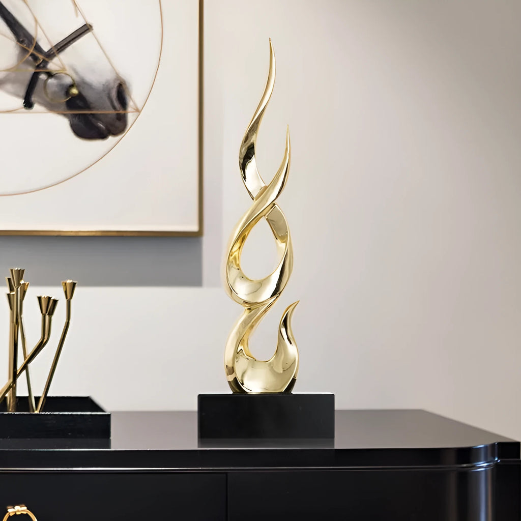 Resin high-rise festival decoration craft in bright gold colour with modern simple design
