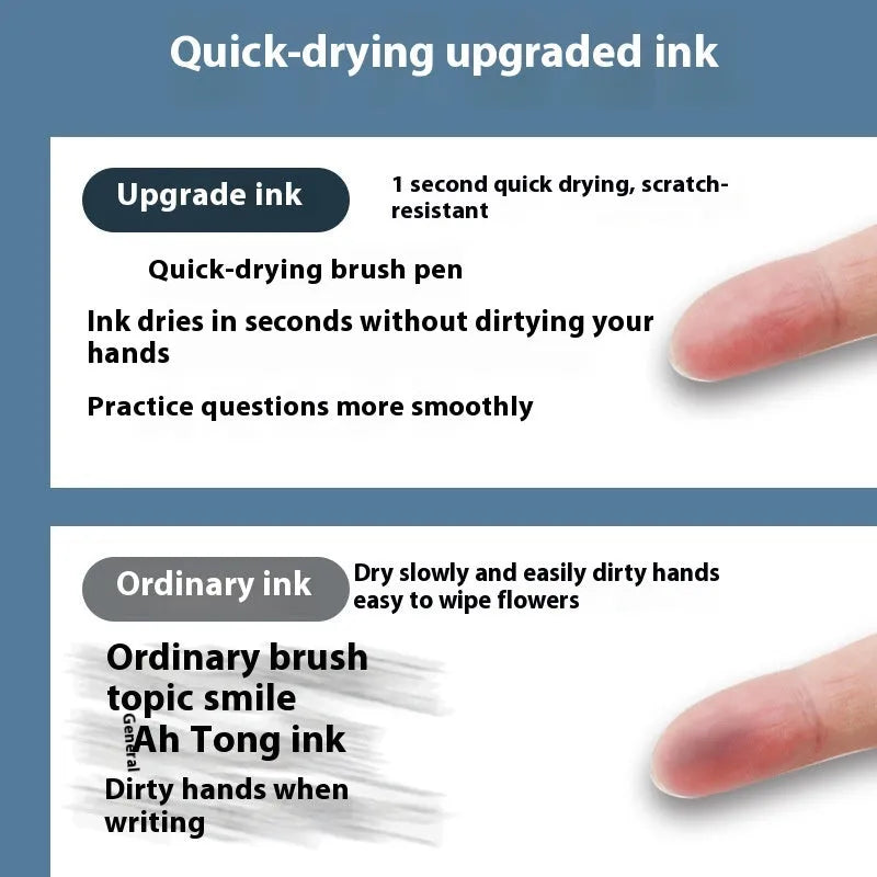 Pack of 10 quick-drying gel pen refill cartridges in black, blue, red, and ink blue colours.