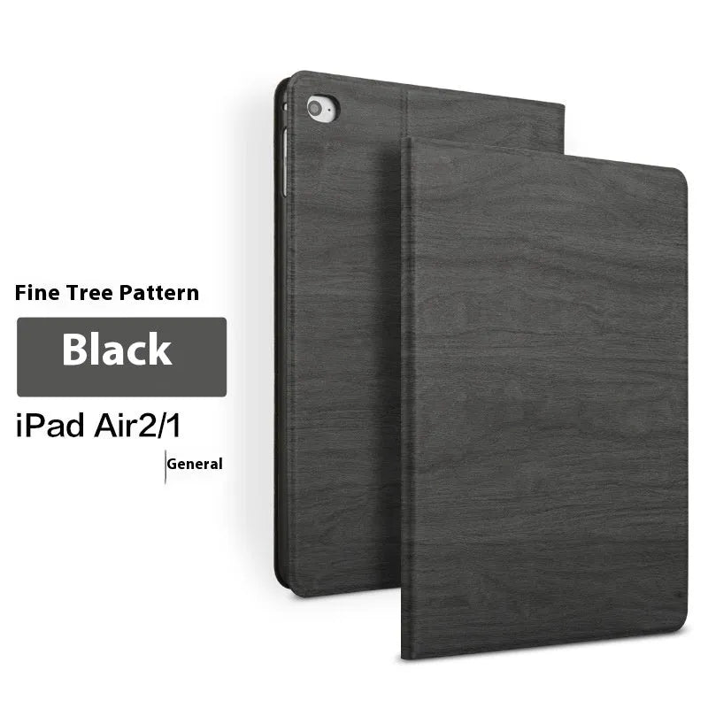 Imitation leather protective cover with sleep bracket for Apple iPad models in black and sapphire blue.