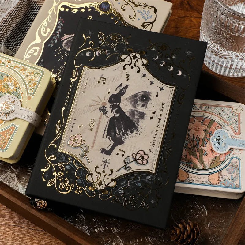 Retro gothic style A5 notebook with artistic cover designs and wood pulp paper