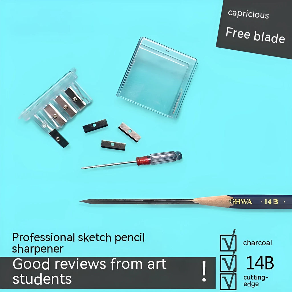 Four-hole geometric pencil sharpener with four blades for art sketching projects