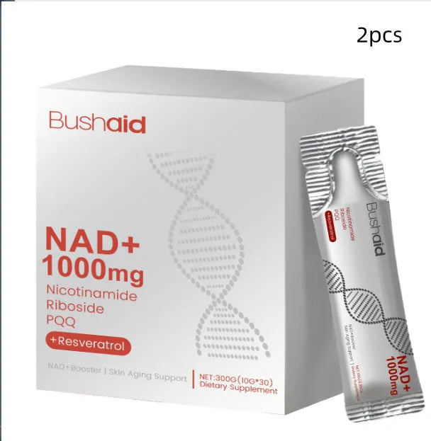 Anti ageing supplement drink powder sachets with nicotinamide ribose and botanical extracts