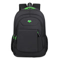 Solid colour Oxford cloth multi-layer backpack with curved shoulder straps in black, blue, green, and red