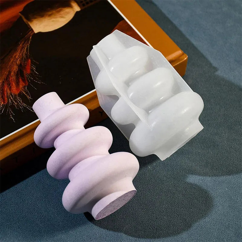 Three layer circle vase silicone baking mould in irregular modern shape