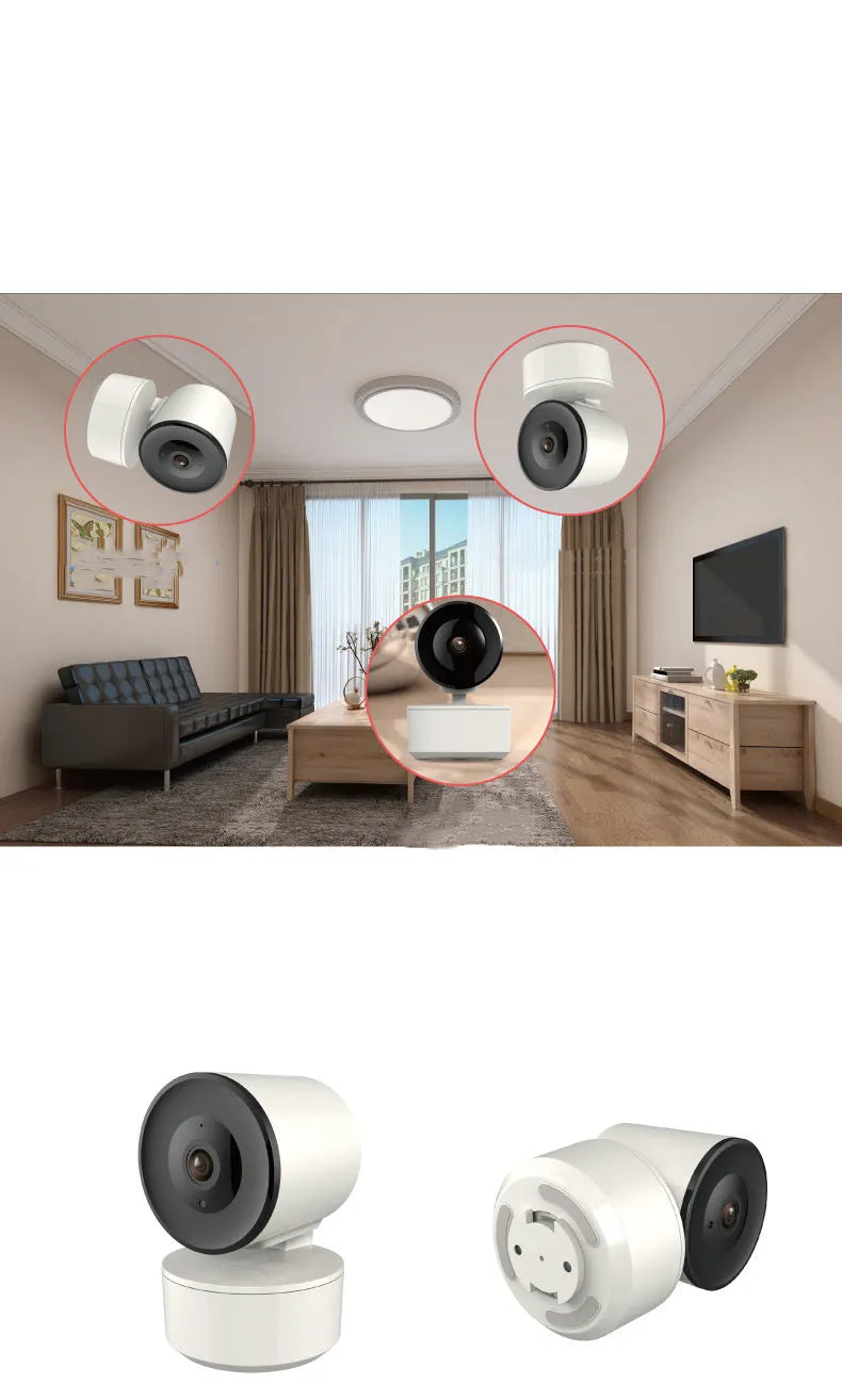 Indoor WiFi security camera with PTZ rotation on desktop mount