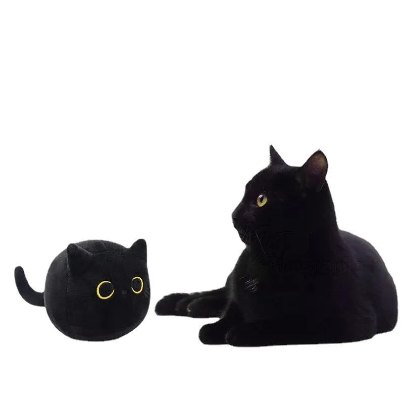 Fluffy black cat plush toy stuffed animal soft nap cushion home decoration creative kids birthday gift