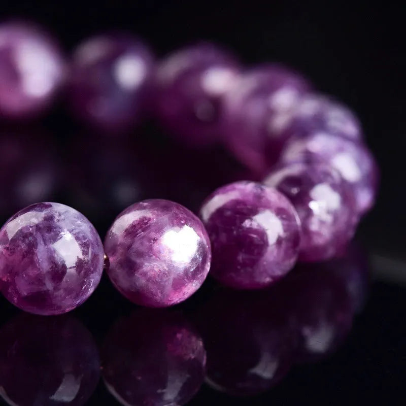 Purple crystal bead bracelet with geometric shapes in unisex Korean style design