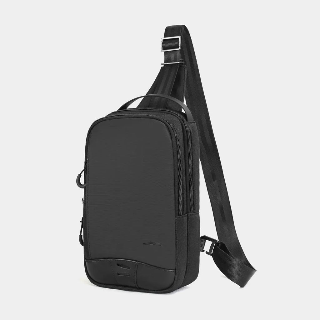 Casual black TPU waterproof chest bag with landscape camouflage pattern and single shoulder strap