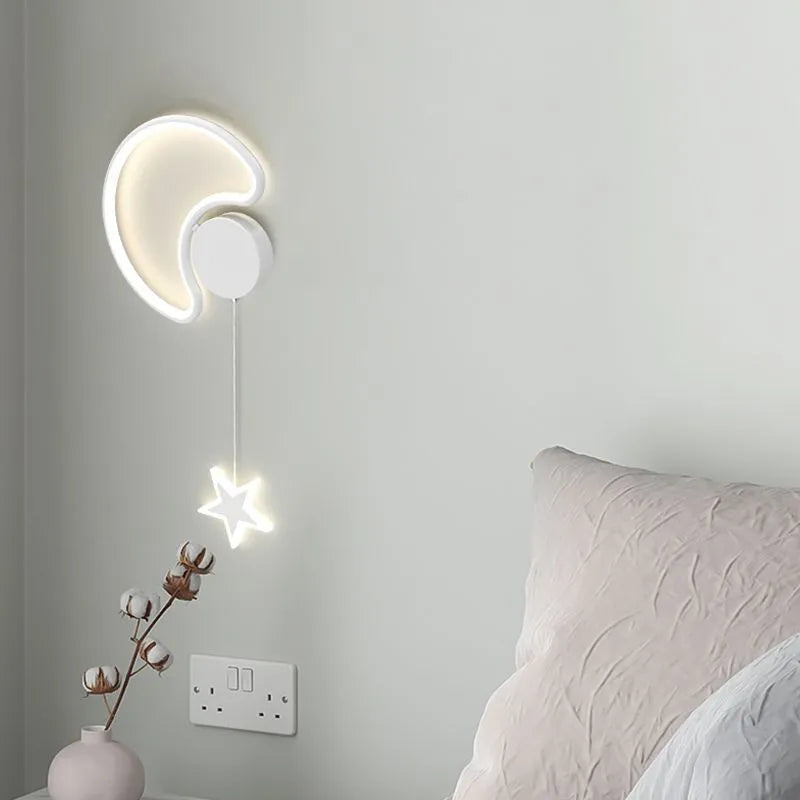 Children's five-pointed star LED wall lamp with three colour settings in white left cloud style