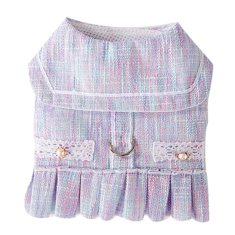 Purple and pink polyester pet clothing for small dogs and cats in S, M, L, XL sizes