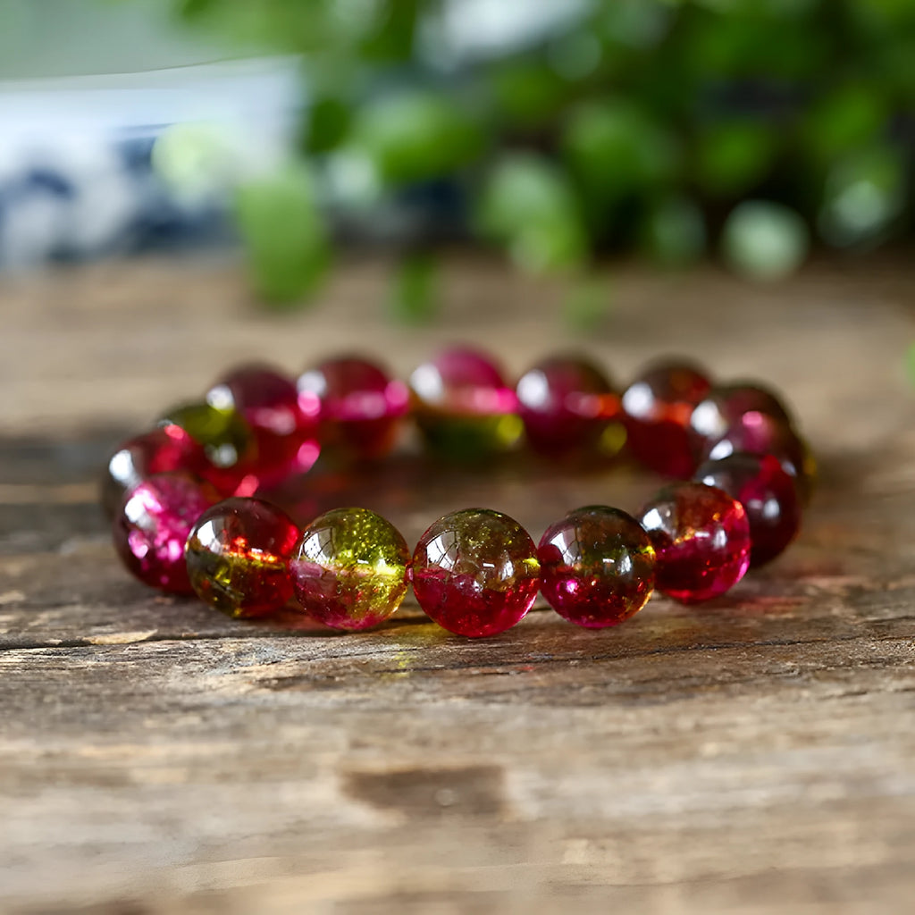 Women's watermelon crystal bracelet showing pastoral design in casual style